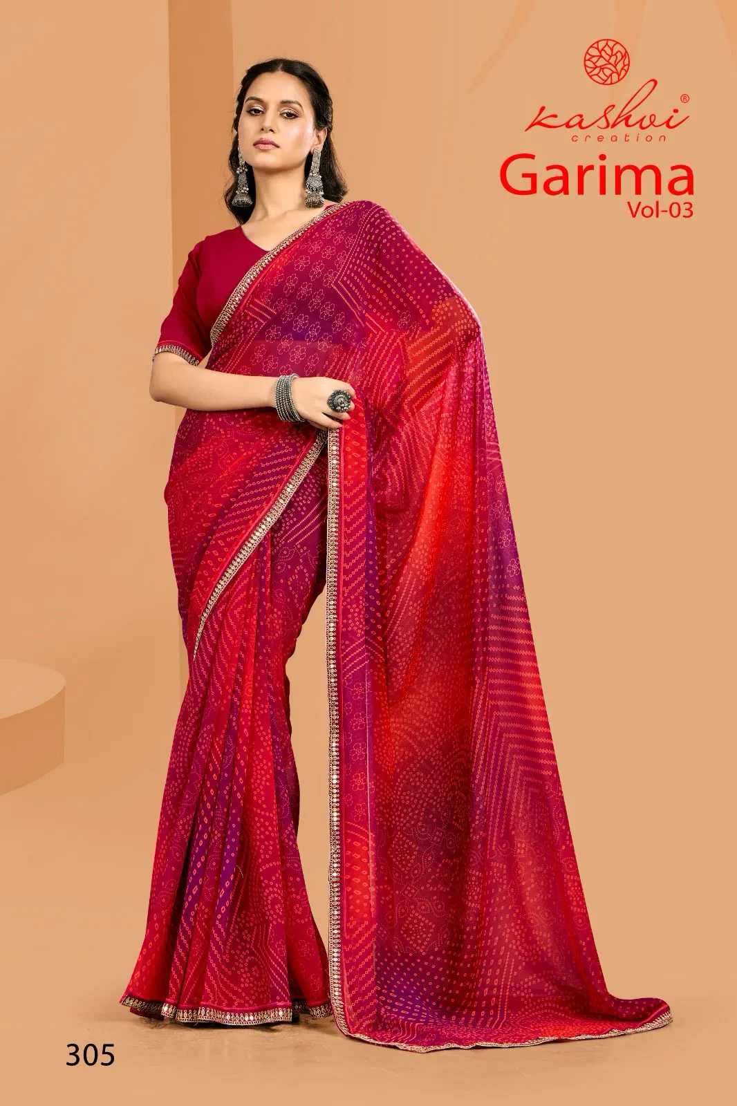 Garima Vol 3 By Kashvi Georgette Bandhej Printed Saree Orders In India